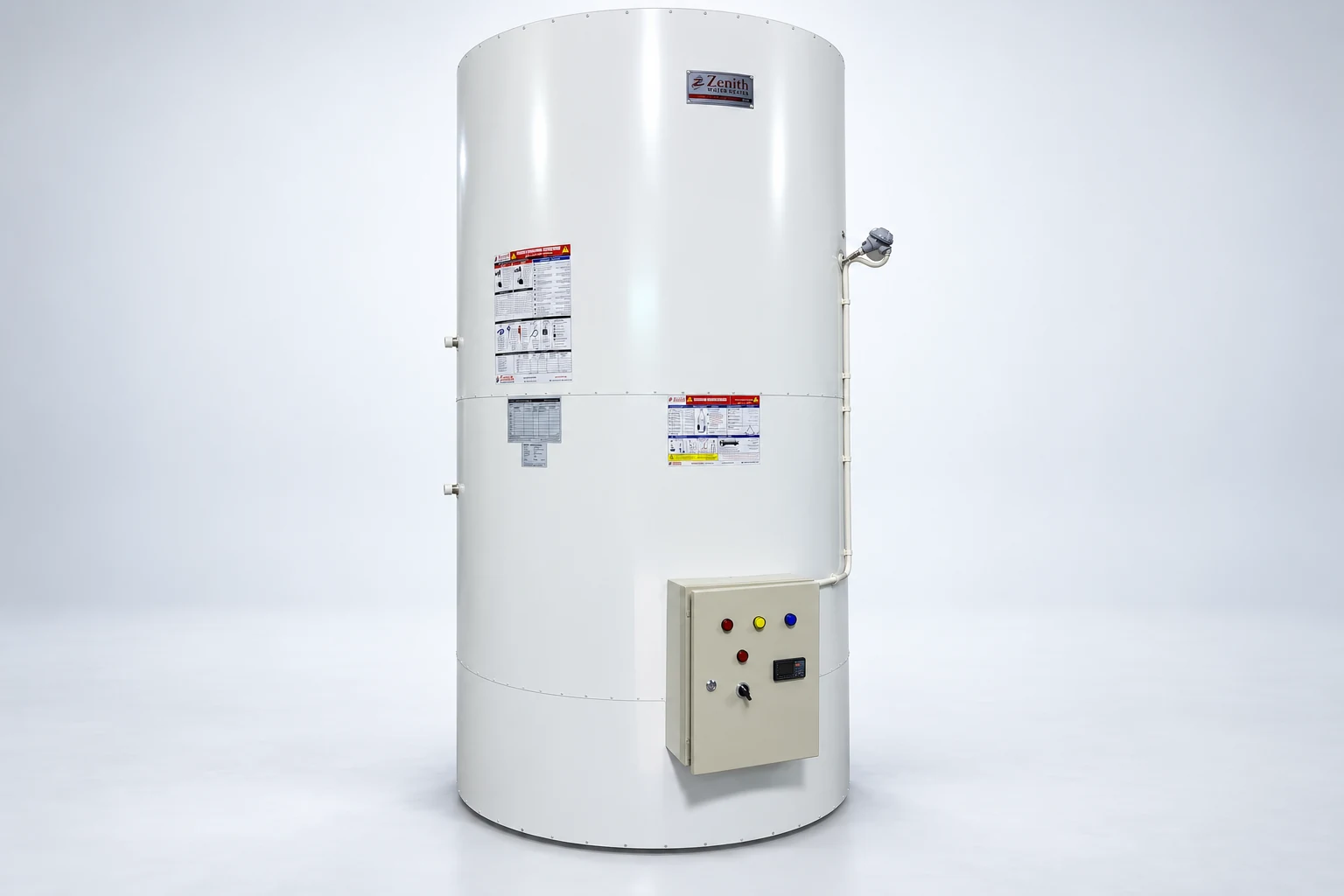 Zenith commercial calorifier with its original tank, connections and control equipment
